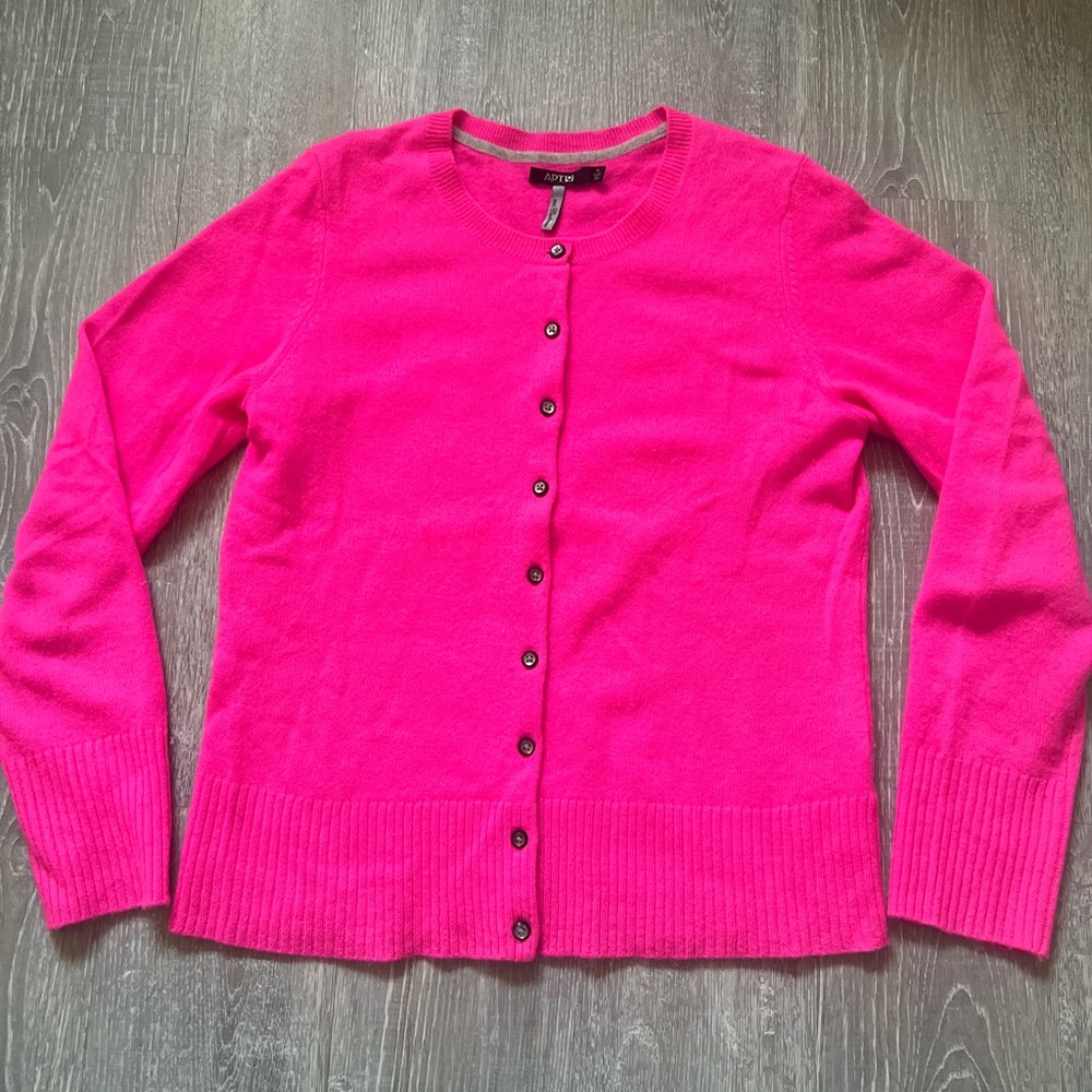 Hot pink cashmere cardigan sweater